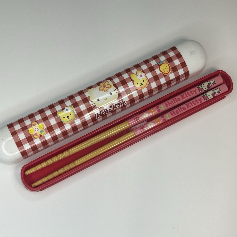 Sanrio Vintage Hello Kitty Chopsticks with Case 2003 2001